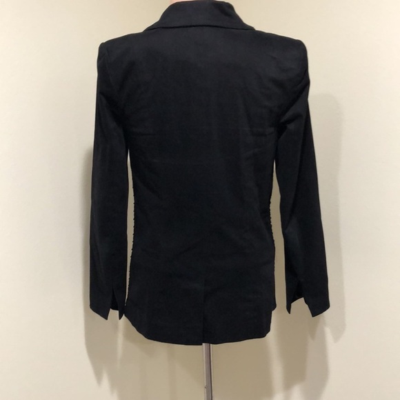 Little Joe Woman Blazer Suit Jacket Size Medium Black Whip Stitch Faux Leather - Picture 5 of 11